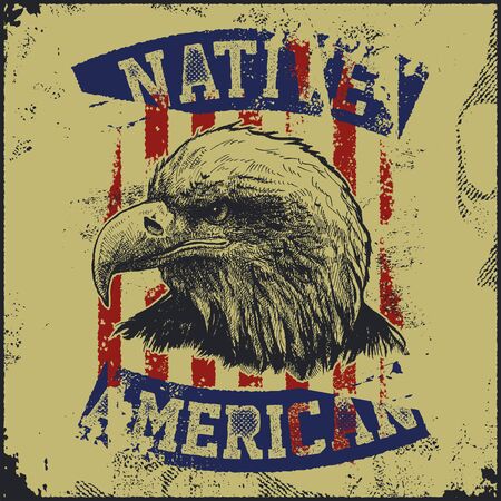 native American poster with eagle vector illustrationのイラスト素材