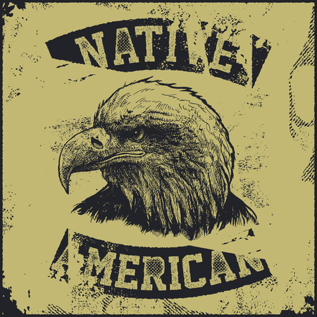 native American poster with eagle vector illustrationのイラスト素材