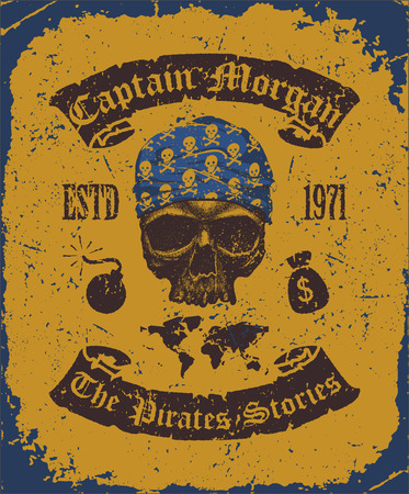 Pirate skull with bandana vector illustrationのイラスト素材