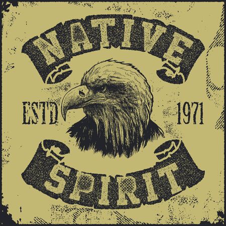 native spirit poster with eagle vector illustrationのイラスト素材