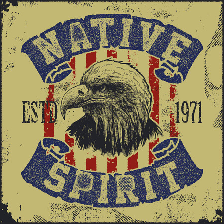 native spirit poster with eagle vector illustrationのイラスト素材