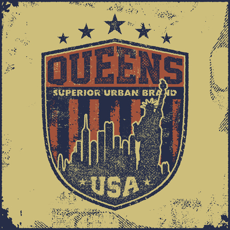 vintage queens typography, t-shirt graphics, vector illustrationのイラスト素材