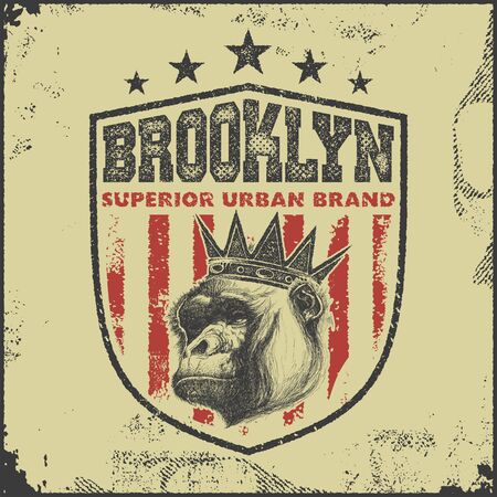 vintage brooklyn typography, t-shirt graphics, vector illustrationのイラスト素材