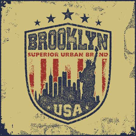 vintage brooklyn typography, t-shirt graphics, vector illustrationのイラスト素材
