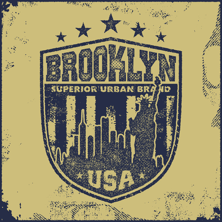 vintage brooklyn typography, t-shirt graphics, vector illustrationのイラスト素材