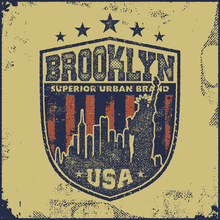 vintage brooklyn typography, t-shirt graphics, vector illustrationのイラスト素材