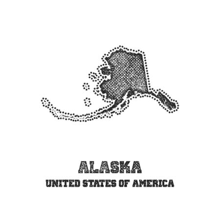 Label with map of alaska. Vector illustration.のイラスト素材