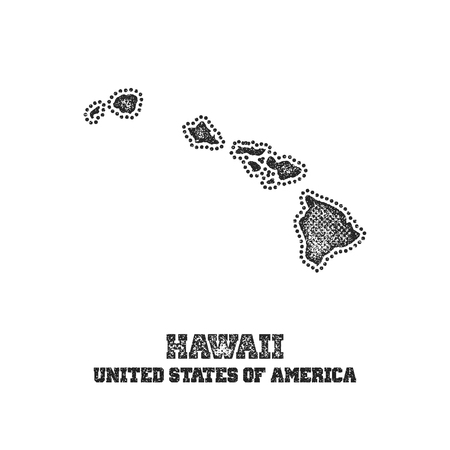 Label with map of hawaii. Vector illustration.のイラスト素材