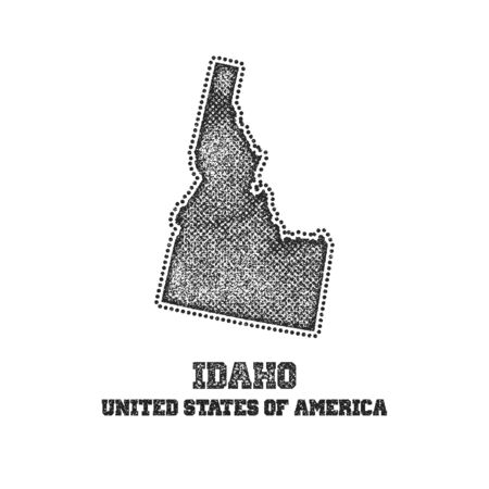 Label with map of idaho. Vector illustration.のイラスト素材