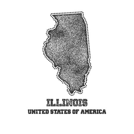 Label with map of illinois. Vector illustration.のイラスト素材