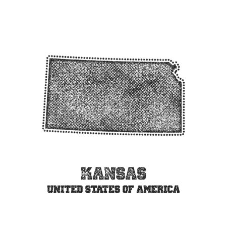 Label with map of kansas. Vector illustration.のイラスト素材