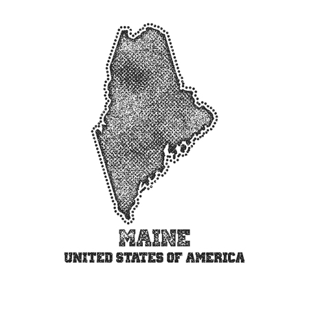 Label with map of maine. Vector illustration.のイラスト素材