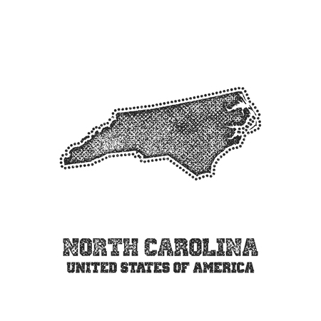 Label with map of north carolina. Vector illustration.のイラスト素材