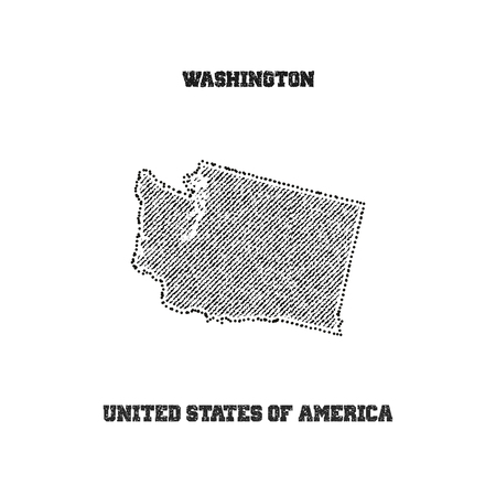 Label with map of washington. Vector illustration.のイラスト素材