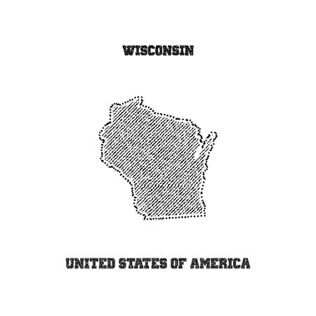 Label with map of wisconsin. Vector illustration.のイラスト素材