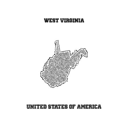 Label with map of west virginia. Vector illustration.のイラスト素材