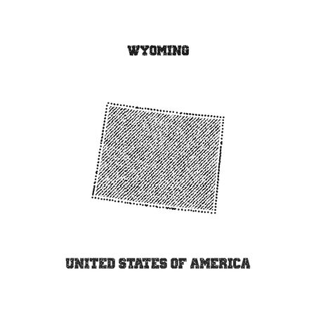 Label with map of wyoming. Vector illustration.のイラスト素材