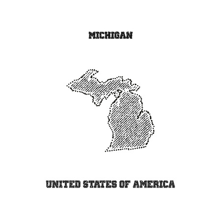 Label with map of michigan. Vector illustration.のイラスト素材