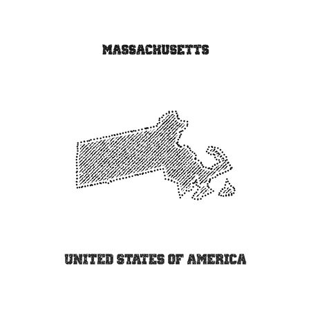 Label with map of massachusetts. Vector illustration.のイラスト素材