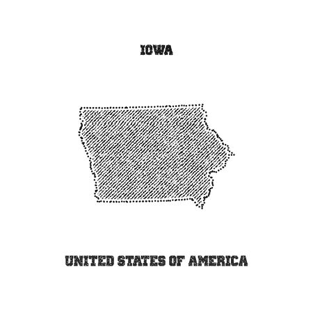 Label with map of iowa. Vector illustration.のイラスト素材