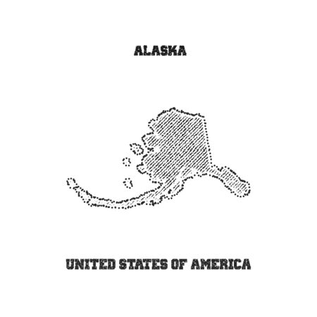 Label with map of alaska. Vector illustration.のイラスト素材