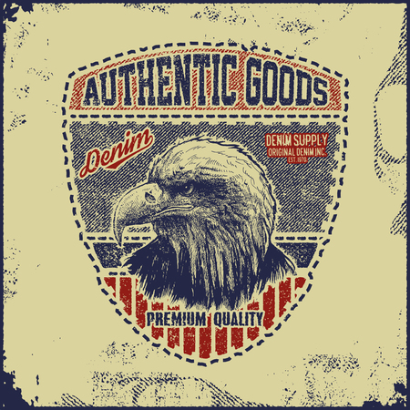 Vintage Denim typography, grunge t-shirt graphicsのイラスト素材