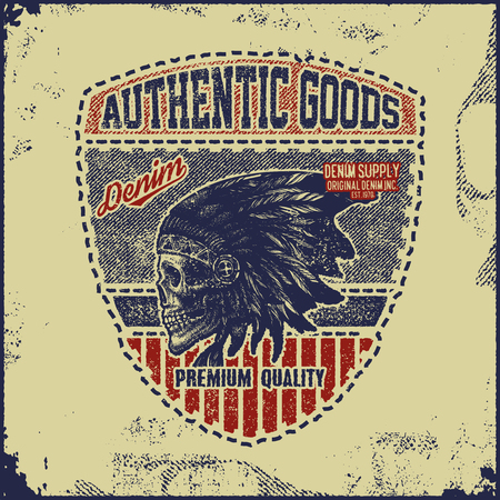 Vintage Denim typography, grunge t-shirt graphicsのイラスト素材