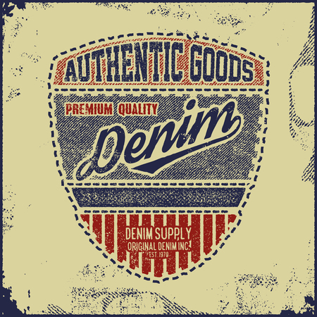 Vintage Denim typography, grunge t-shirt graphicsのイラスト素材