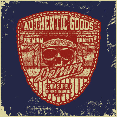 Vintage Denim typography, grunge t-shirt graphicsのイラスト素材