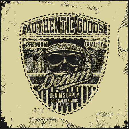Vintage Denim typography, grunge t-shirt graphicsのイラスト素材