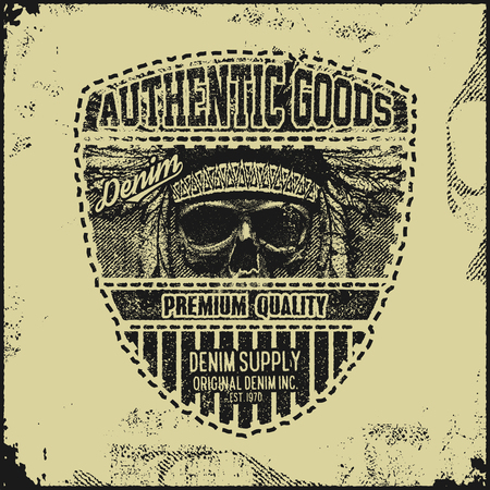 Vintage Denim typography, grunge t-shirt graphicsのイラスト素材