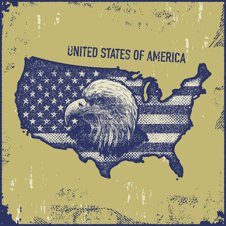 USA map grunge style vector illustration.のイラスト素材