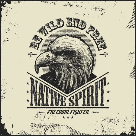 native spirit poster with eagle vector illustrationのイラスト素材