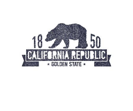 California t-shirt with grizzly bear.のイラスト素材