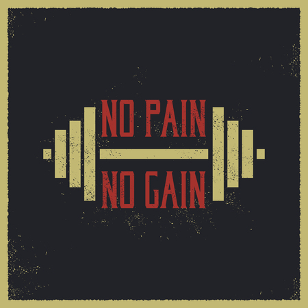 No pain no gain. Lettering vintage typographic poster. fitness club and bodybuilding advertising template.のイラスト素材