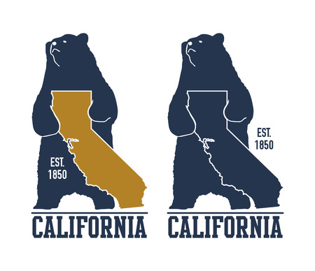 California t-shirt with grizzly bear. Vector illustrationの写真素材