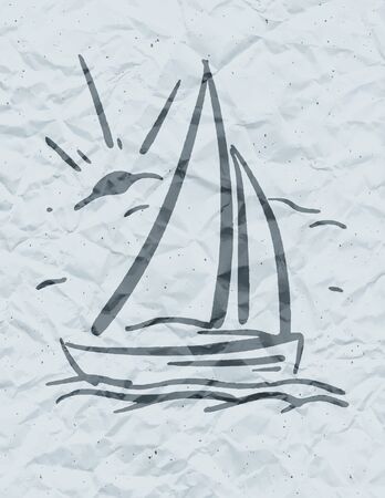 Hand drawn boat. Vector illustration Eps 10の写真素材