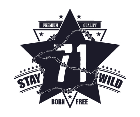 Abstract star t shirt print design printing and badge applique label t shirts casual wear. Vector illustration.の写真素材