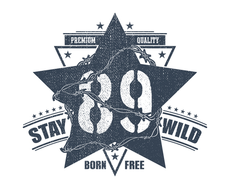 Abstract star t shirt print design printing and badge applique label t shirts casual wear. Vector illustration.の写真素材