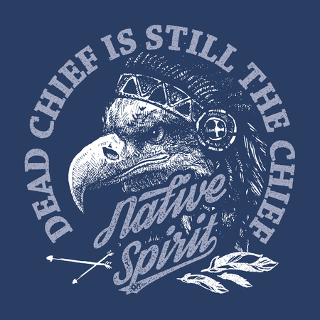 Eagle indian chief. Hand drawing style vector illustrationのイラスト素材