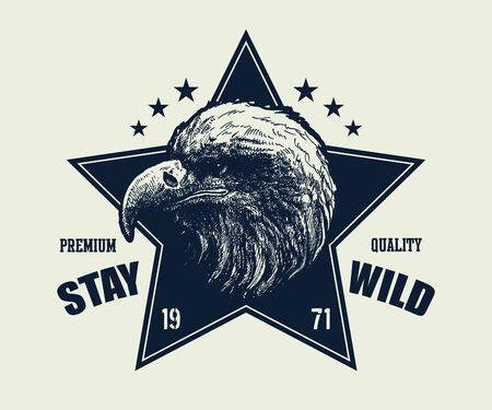 Poster with eagle and star vector illustrationのイラスト素材