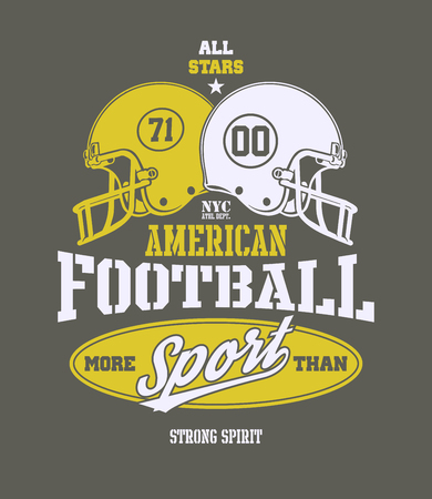 Football Helmet Stylized. Hand drawn Illustration with typo for t shirt and other uses. Vector illustrationの写真素材