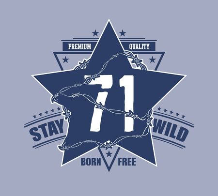 Abstract star t shirt print design printing and badge applique label t shirts casual wear. Vector illustration.の写真素材