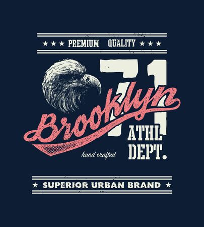 vintage urban typography with eagle head, t-shirt graphics, vector illustrationの写真素材