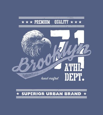 vintage urban typography with eagle head, t-shirt graphics, vector illustrationの写真素材