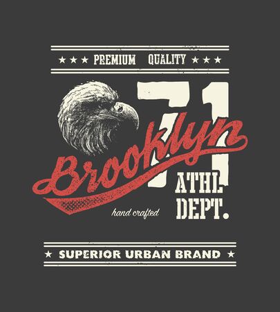 vintage urban typography with eagle head, t-shirt graphics, vector illustrationの写真素材