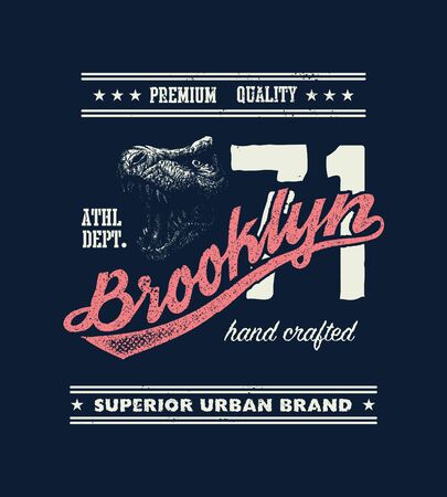 vintage urban typography with tyrannosaurus head, t-shirt graphics, vector illustrationの写真素材