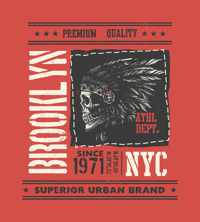 Vintage urban typography with indian chief head.のイラスト素材