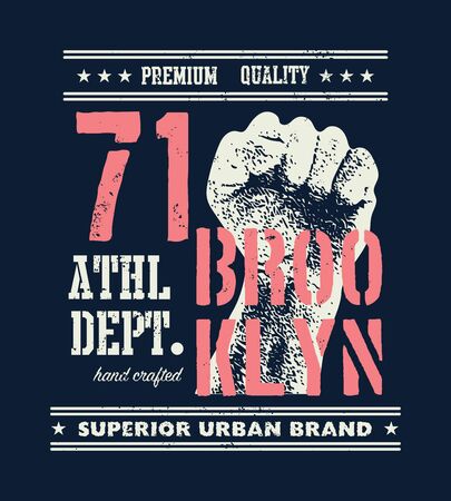 vintage urban typography with fist, t-shirt graphics, vector illustrationの写真素材