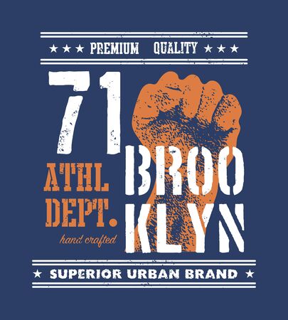 vintage urban typography with fist, t-shirt graphics, vector illustrationの写真素材